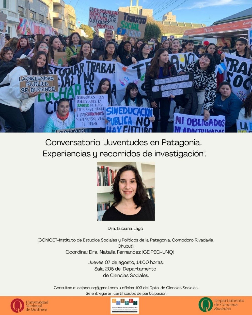 Conferencia sobre “Juventudes en Patagonia. Experiencias y recorridos de investigación”