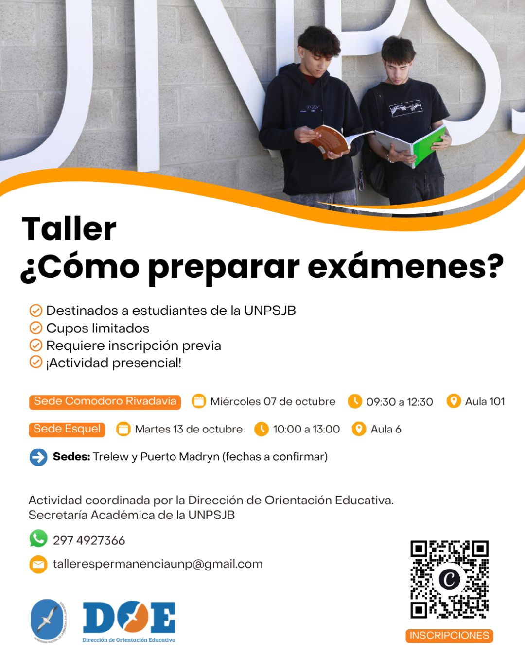 UNPSJB: Invitan al taller ¿Cómo preparar exámenes?