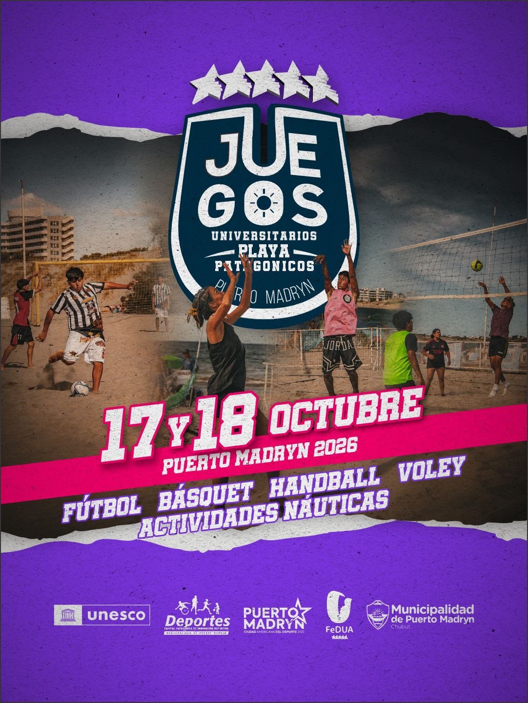 La Universidad del Chubut participará por quinta vez consecutiva de los Juegos Universitarios de Playa Patagónicos