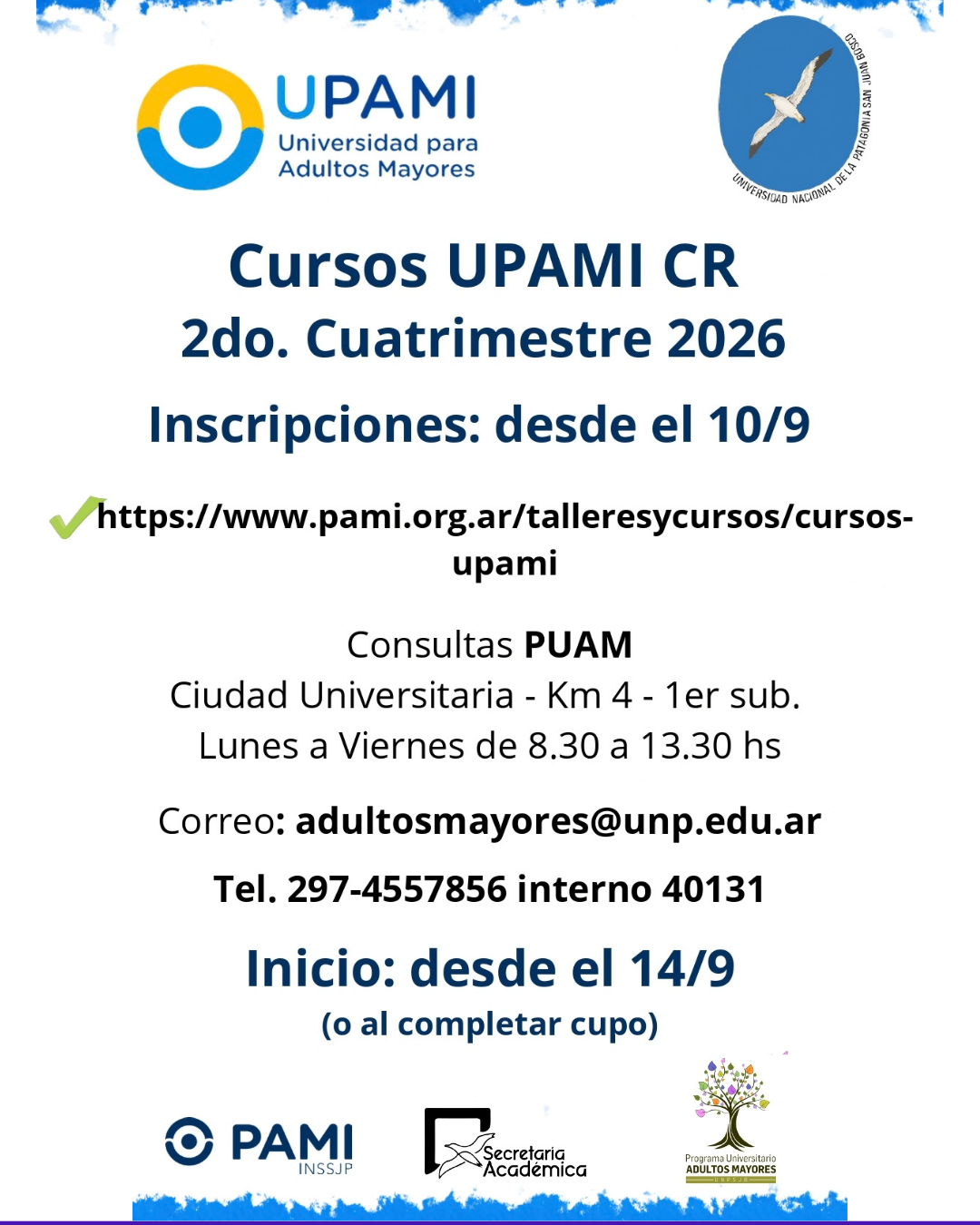 Cursos UPAMI: inscripciones abiertas para el 2° cuatrimestre